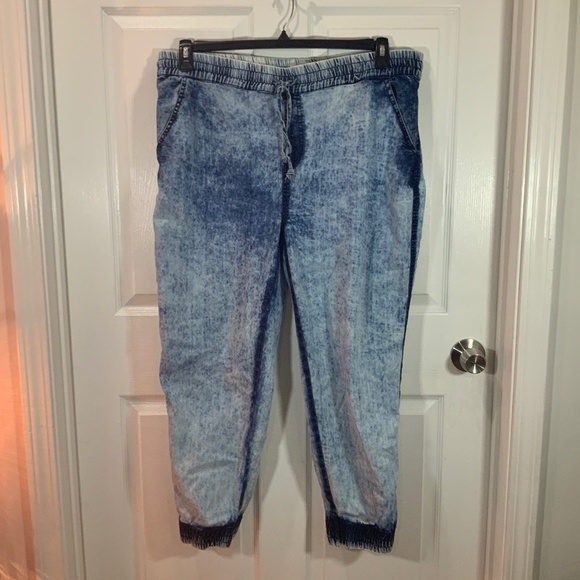 Thrill Acid Wash Jogger Elastic Waist Denim Hip Hop Plus Size 1X - Picture 8 of 10